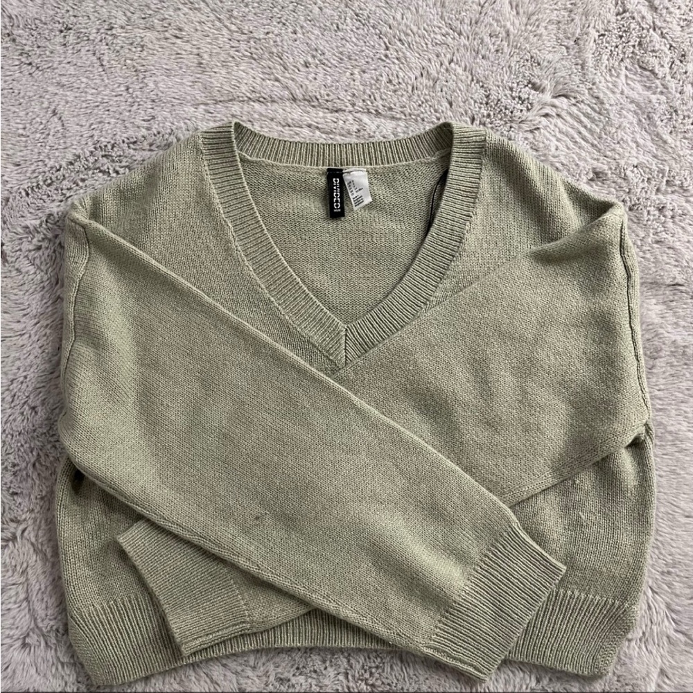 Forever 21 Green V-Neck Sweater